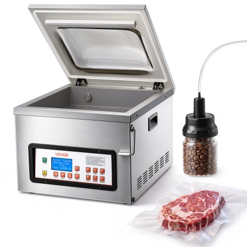 VEVOR Chamber Vacuum Sealer 3.1 Gal Chamber 12" Seal Bar Packing Machine, for Home Kitchen Use, 370W Commercial-Grade Oil Pump, Food Packaging Machine for Meats, Marinades, Mason Jar Kit & Sous Vide