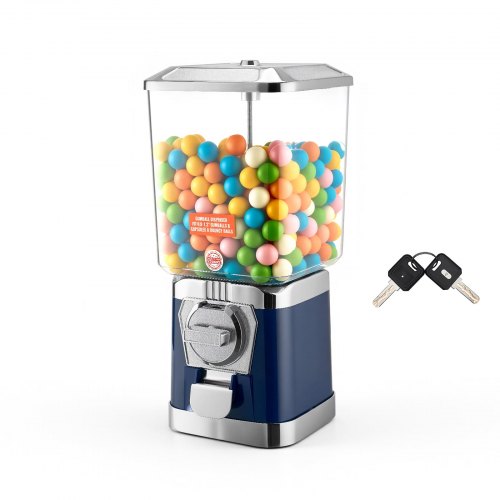 

VEVOR Gumball Machine for Kids, 17"H Home Candy Vending Machine, PC Gumball Dispenser, Bubble Gum Machine for Game Stores, Coin Operated Gumball Bank for Toy Capsules Bouncy Balls Candy, Blue