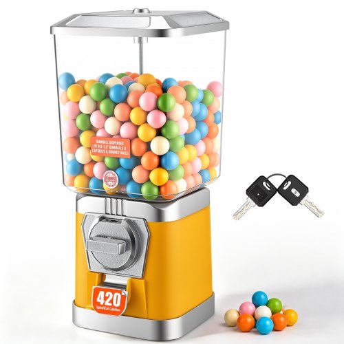 Vevor Gumball Machine For Kids, 17"H Home Candy Vending Machine, Pc Gumball Dispenser, Bubble Gum Machine For Game Stores, Coin Operated Gumball Bank-image