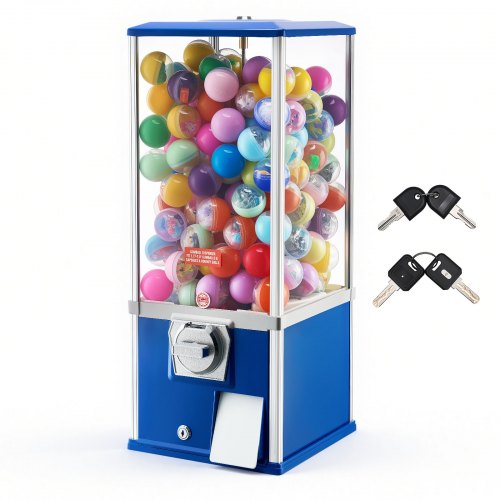 

VEVOR Gumball Machine for Kids, 25" Height Home Vending Machine, PS Bouncy Balls Dispenser, Hold 230 Capsule Toys, Rectangle Bubble Gum Machine for Game Stores, Coin Operated Gumball Bank, Blue