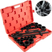 Impact Socket Set, 27 Piece, SAE 7/8-2 Inches and Metric 22-50 MM