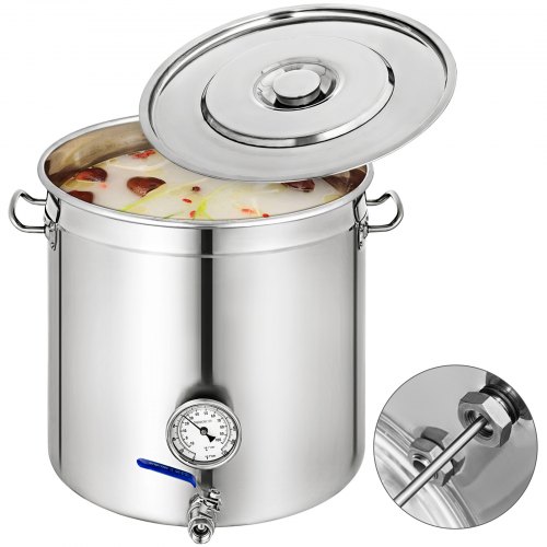 37 Qt Stainless Steel Stock Pot + Thermometer 9.25 Gallon Brew Kettle Homebrew