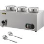 Vevor 800w Commercial Food Warmer With 3x4l Pots Countertop Steam Soup Warmer