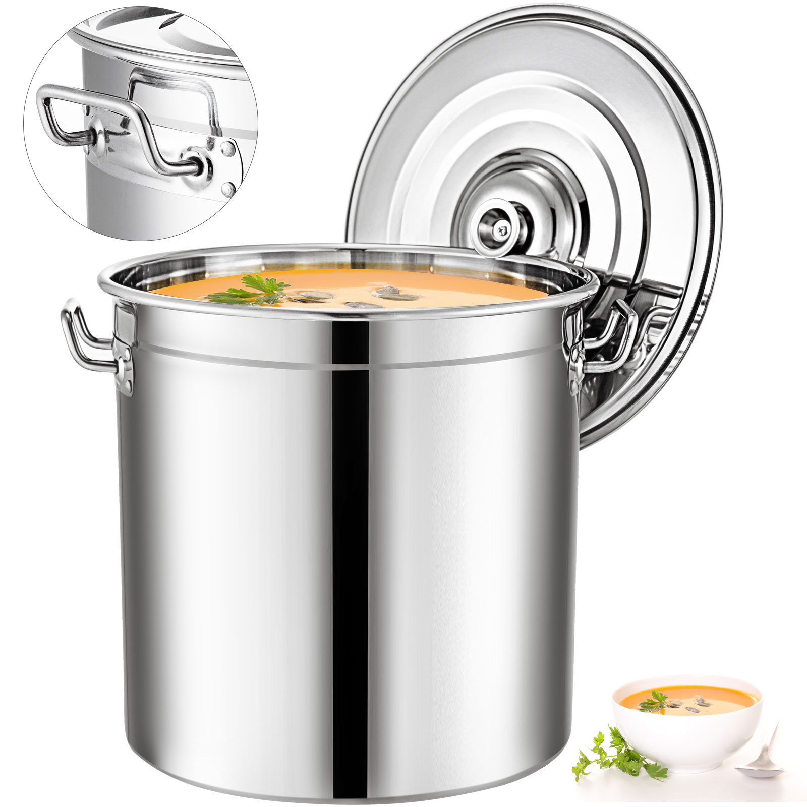 53-qt Polished Stainless Steel Stock Pot Brewing Kettle Mash Tun W/ Lid от Vevor Many GEOs