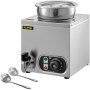 VEVOR 110V Commercial Soup Warmer 7.4 Qt Capacity, 300W Electric Food Warmer Adjustable Temp.86-185?, Stainless Steel Countertop Soup Pot with Tap, Bain Marie Food Warmer for Cheese/Hot Dog/Rice