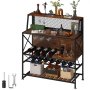 VEVOR Wine Rack Table Bar Cabinet Table w/ Wine Rack & Glass Holder Industrial