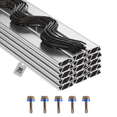 

VEVOR Greenhouse Spring Wire and Lock Channel, 30 Packs 6.56 ft PVC-Coated Wiggle Wire & Aluminum Alloy Channel Bundle Kit with Included Screws, 0.05 in Thickened, Poly Film & Shade Cloth Attachments