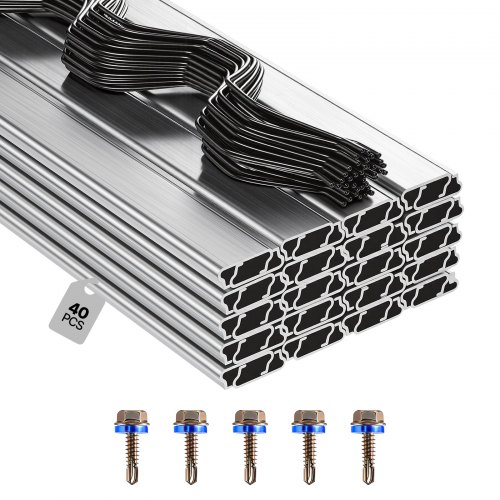 

VEVOR Greenhouse Spring Wire and Lock Channel, 40 Packs 2m PVC-Coated Wiggle Wire & Aluminum Alloy Channel Bundle Kit with Included Screws, 1.2mm Thickened, Poly Film & Shade Cloth Attachments