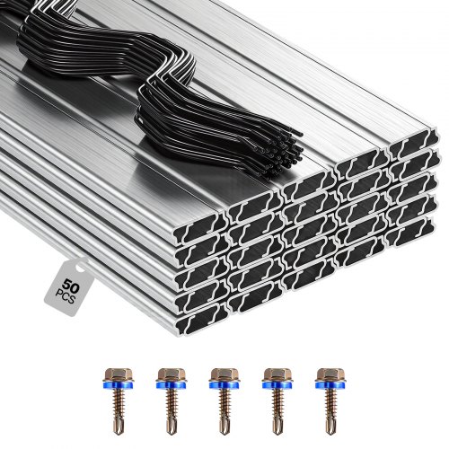 

VEVOR Greenhouse Spring Wire and Lock Channel, 50 Packs 6.56 ft PVC-Coated Wiggle Wire & Aluminum Alloy Channel Bundle Kit with Included Screws, 0.05 in Thickened, Poly Film & Shade Cloth Attachments