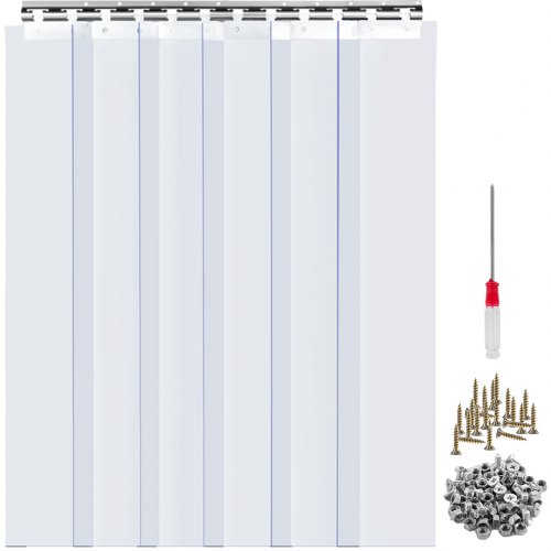

VEVOR Plastic Curtain, 3ft Width x 7ft Height Plastic Strip Curtain, Clear PVC Freezer Curtain, 0.08in Thickness Plastic Door Strip w/Over 50% Overlap for Walk-in Freezers, Warehouse and Clean Rooms