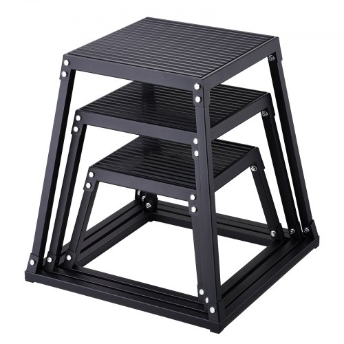 

VEVOR Plyometric Jump Boxes, 12/18/24 Inch Plyo Box, Platform and Jumping Agility Box, Anti-Slip Fitness Exercise Step Up Box Set for Home Gym Training, Conditioning Strength Training, Black