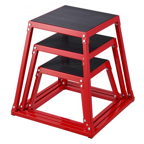 

VEVOR Plyometric Jump Boxes, 12/18/24 Inch Plyo Box, Platform and Jumping Agility Box, Anti-Slip Fitness Exercise Step Up Box Set for Home Gym Training, Conditioning Strength Training, Red