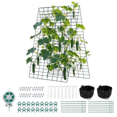 

VEVOR Cucumber Trellis 4 Pack, A-Frame Garden Trellises for Raised Bed, Metal Rustproof Coating Plant Support for Vine, Climbing Plants, Peas, Beans, Zucchini, Tomato, Flower (46.06 x 16.93 in x 4PCS)
