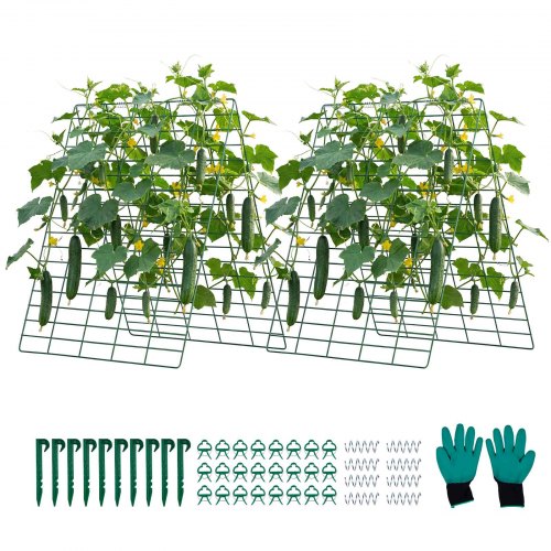 

VEVOR Cucumber Trellis 4 Pack, A-Frame Garden Trellises for Raised Bed, Metal Rustproof Coating Plant Support for Vine, Climbing Plants, Peas, Beans, Zucchini, Tomato, Flower (35.43 x 27.56 in x 4PCS)