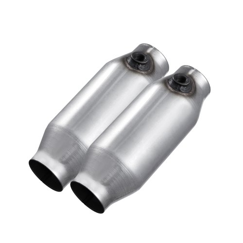 VEVOR Universal Catalytic Converter, 2.5 Inch Inlet/Outlet, 2 Pack High Flow Car Catalytic Converter with O2 Port, Direct Replacement, Stainless Steel Material, for Quick Exhaust Gas Purification