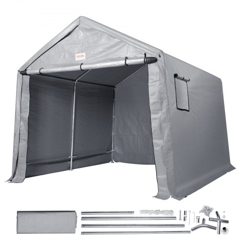 

VEVOR Compact Outdoor Shelter, 7x12x7.36 ft Durable Season-Long Storage Canopy, Instant Setup Tent with Rolling Zip Door & Breathable Windows for Motorcycles, Bicycles, & Yard Equipment
