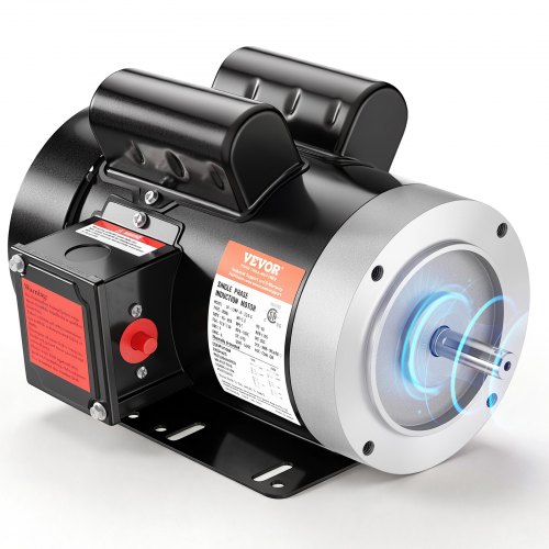 VEVOR 1.5HP Electric Motor 1725 rpm, AC 115V/230V, 56C Frame, Air Compressor Motor Single Phase, 5/8" Keyed Shaft, CW/CCW Rotation for Agricultural Machinery and General Equipment
