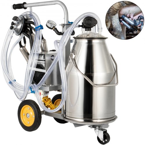 Portable Electric Milking Machine Milker Cows Stainless Steel 25L W/ Bucket 