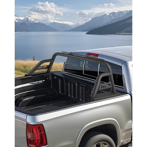 

VEVOR Truck Bed Roll Bar, Universal Pickup Sport Adjustable Bar Chase Rack Compatible with Mid-Size Truck, Carbon Steel Construction with Extension Light Bracket, No Rack Included