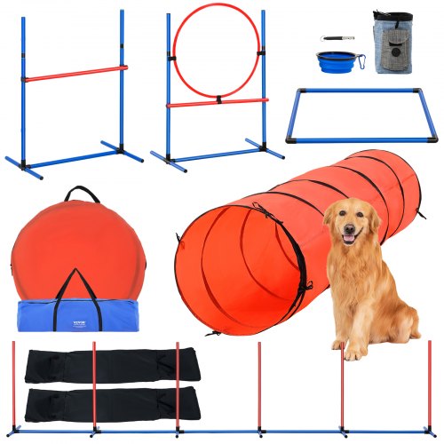 

VEVOR Dog Agility Training Equipment 5 PCS Set Upgrade w/ Hurdles Extended Tunnel