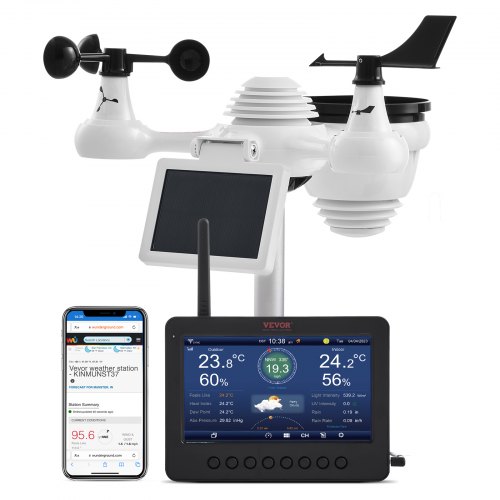

VEVOR 7-in-1 Wi-Fi Weather Station 7 in TFT Display Wireless Outdoor Sensor