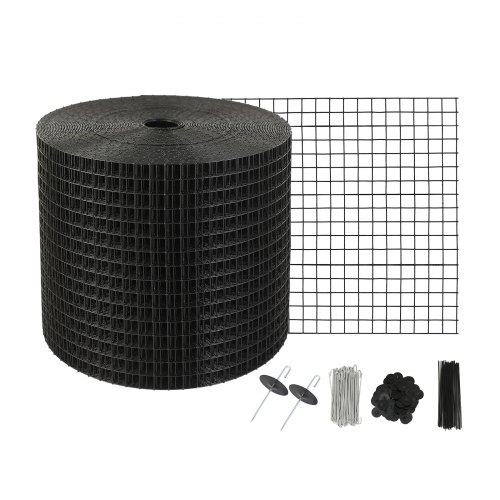 VEVOR 6 inch x 100ft Solar Panel Bird Guard, Critter Guard Roll Kit with 100pcs Aluminum Alloy Fasteners, Solar Panel Guard with Rust-proof PVC Coating, 1/2 inch Wire Roll Mesh