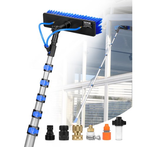 

VEVOR Water Fed Pole Kit, 36FT Solar Panel Cleaning Pole with Extendable Handle, 180° Rotatable Brush Head & 65.6FT Hose, Household & Outdoor Window Cleaner Tool for Caravan Solar Panel Deck