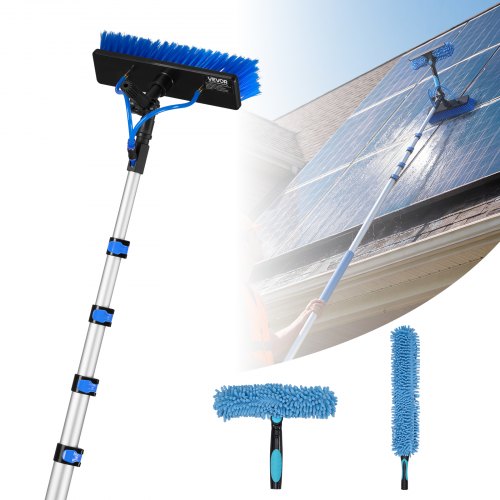 

VEVOR Solar Panel Cleaning Kit, 24 ft, Water Fed Pole Kit with Cleaning Brush, Soap Dispenser, Extendable Aluminum Telescopic Pole, 180° Rotatable Brush Head, for Roof Mounted Solar Panels, Windows