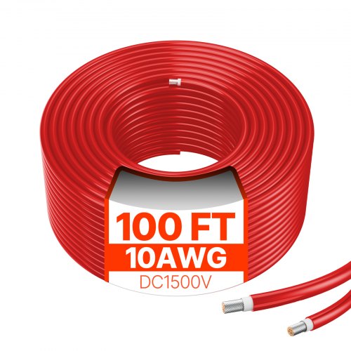 

VEVOR 100FT Solar Panel Extension Cable 10AWG Waterproof PV 6mm² Cable Red