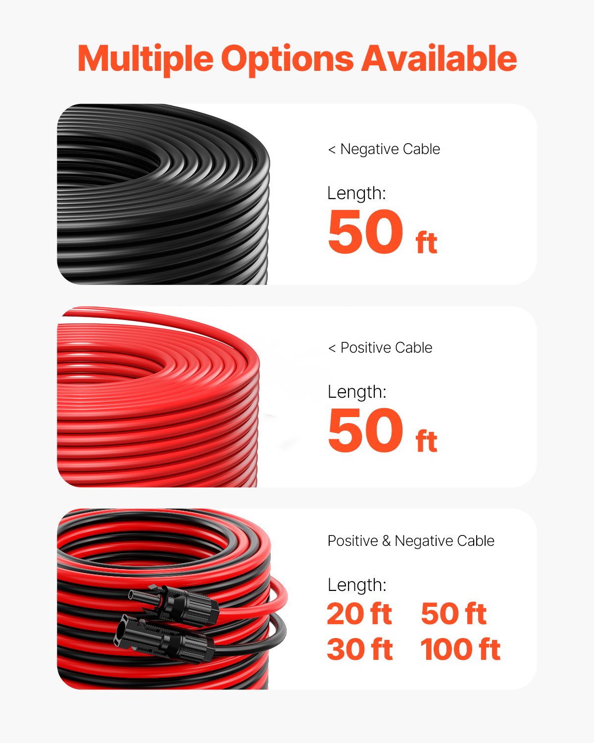 15,24 m päikesepaneeli pikenduskaabel, 10 AWG