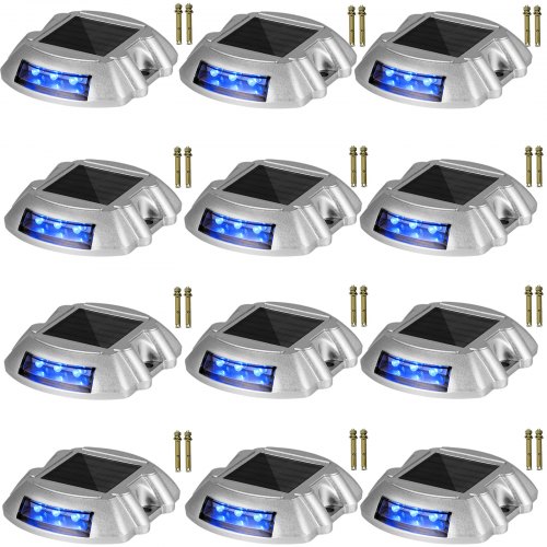 Solar Driveway Lights, Dock Lights 12-pack, Led Pathway Lights W/ Switch In Blue