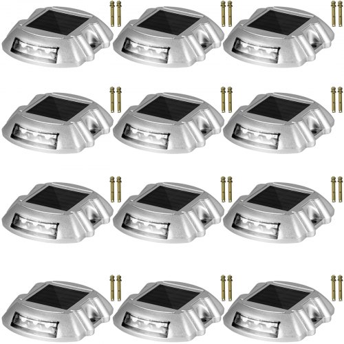 

VEVOR Driveway Lights 12-Pack Solar Driveway Lights Bright White with Screws Solar Deck Lights Outdoor Waterproof Wireless Dock Lights 6 LEDs for Path Warning Garden Walkway Sidewalk Steps