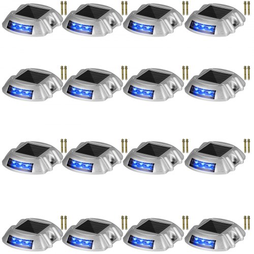 

VEVOR Driveway Lights 16-Pack, Solar Driveway Lights with Switch Button, Solar Deck Lights Waterproof, Wireless Dock Lights 6 LEDs for Path Warning Garden Walkway Sidewalk Steps, LED Bright Blue