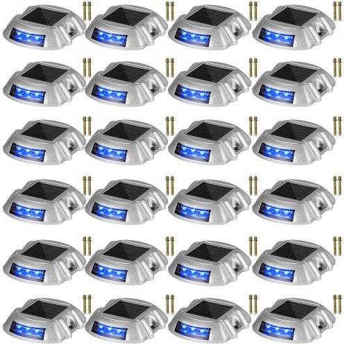 

VEVOR Driveway Lights, 24-Pack, Solar Driveway Lights with Switch Button, Solar Deck Lights Waterproof, Wireless Dock Lights 6 LEDs for Path Warning Garden Walkway Sidewalk Steps, LED Bright Blue