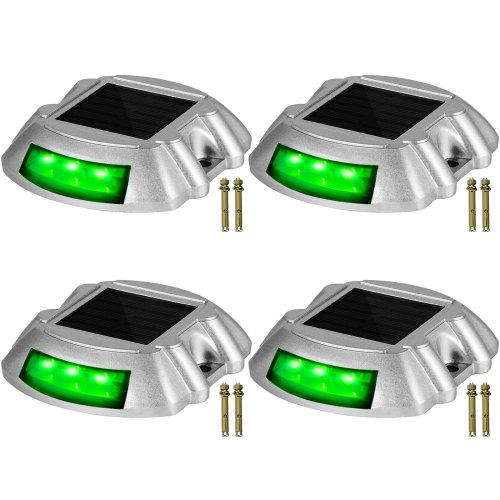 Driveway Lights, Solar Driveway Lights 4-pack, Dock Lights With Switch, In Green
