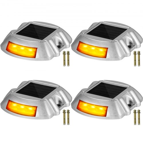 Driveway Lights, Solar Dock Lights 4-pack Led Pathway Lights W/ Switch In Orange