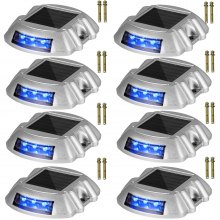 Driveway Lights, Solar Dock Lights 8-pack, Led Pathway Lights W/ Switch, In Blue