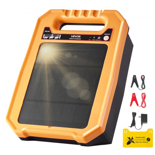 0.3J Solar Fence Charger 1.86 Miles Range Electric Fence Energizer for Livestock