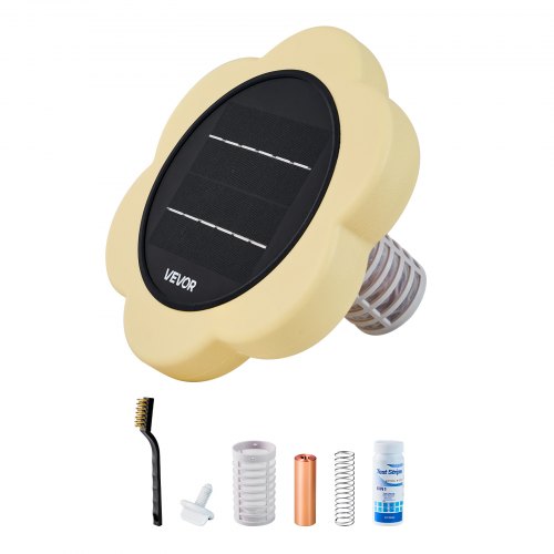 

VEVOR Solar Pool Ionizer, Petal Copper Pool Ionizer Up to 45000 Gal, Floating Automatic Water Cleaner and Purifier, Chlorine Free Water, with Copper Anode, Spring, Brush and Filter for Pools & Spas