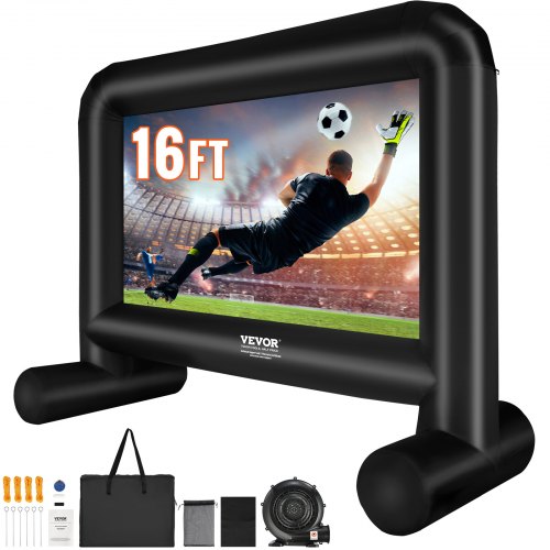 

VEVOR Inflatable Movie Screen, 16 FT Inflatable Projector Screen for Outside with Blower and Carrying Bag, Front/Rear Projection, Oxford Fabric Blow Up Screen for Outdoor Parties Backyard Movie Night