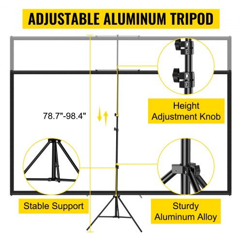 Tripod 100 Inch 16:9 HD Projector Adjustable Projection Screen Portable Stand US 