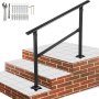 VEVOR Iron Handrail Stair Railing Hand Rail Kit Fit for 1-3 Steps Outdoor Black