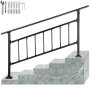 VEVOR Iron Handrail Stair Railing Hand Rail Kit 0-5 Steps Outdoor Black w/ Bars