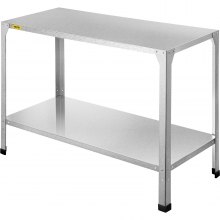 VEVOR Potting Bench, 46" L x 20" W x 32" H, Galvanized Steel Outdoor Workstation with Rubber Feet, Multi-use Double Layers Gardening Table for Greenhouse, Patio, Porch, Backyard, Silver