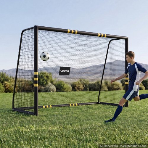 VEVOR Soccer Goal 3 x 2 m Soccer Goal for Backyard Iron Frame PE Net, Portable & Durable Set, High-Strength Net, Foam Padding, Ground Stakes, for Youth & Adults Outdoor Backyard Practice Training