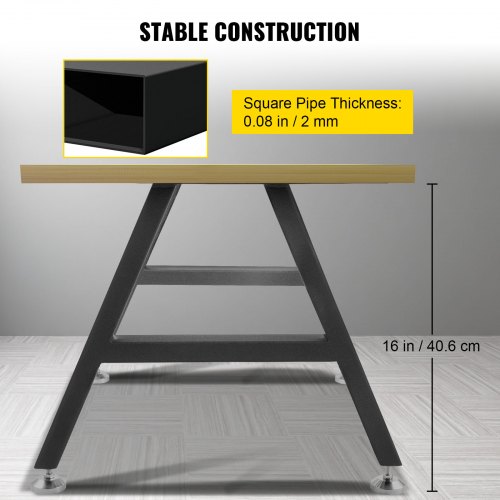 Industrial Z Shape Steel Dining/Coffee Bench Table Office Desk Base Metal Rustic 