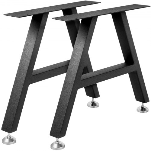 VEVOR Metal Table Legs 16 x 17.7 inch A-Shaped Desk Legs Set of 2 Heavy Duty Bench Legs w/ Polyurethane Coating, Furniture Legs w/ Floor Protectors, Wrought Iron Coffee Table Legs for Home DIY Black