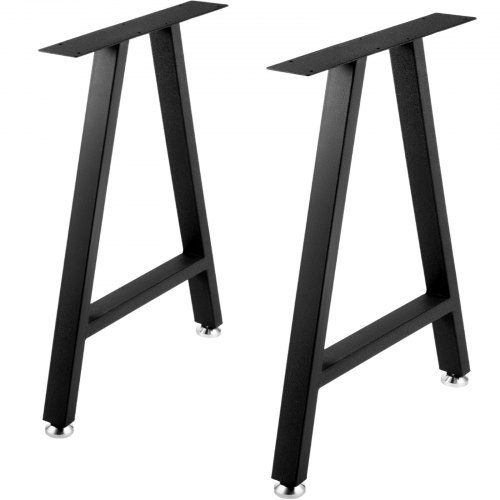 VEVOR Metal Table Legs 28 x 17.7 inch A-Shaped Desk Legs Set of 2 Heavy Duty Bench Legs w/ Polyurethane Coating, Furniture Legs w/ Floor Protectors, Wrought Iron Coffee Table Legs for Home DIY Black