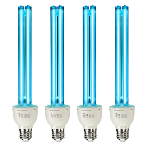 

VEVOR UV Light Bulb, 4 Pack, 25W Replacement Ultraviolet UVC Lamp with Ozone, 253.7 nm + 185 nm Wavelength UVO Light Bulb, E27 Universal, for 400 sqft Living Room, Classroom, Office, Restaurant