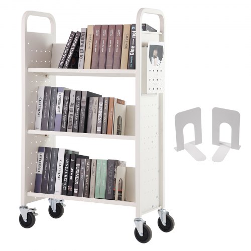 VEVOR Book Cart, 330 lbs Library Cart, 31.1' x 15.2' x 49.2' Rolling Book Cart,